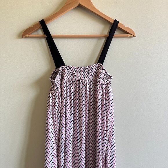 NEW LOFT ANN TAYLOR CHERVON PRINT STRAP SUMMER SHIFT DRESS MIDI SIZE XXS… - Picture 7 of 8